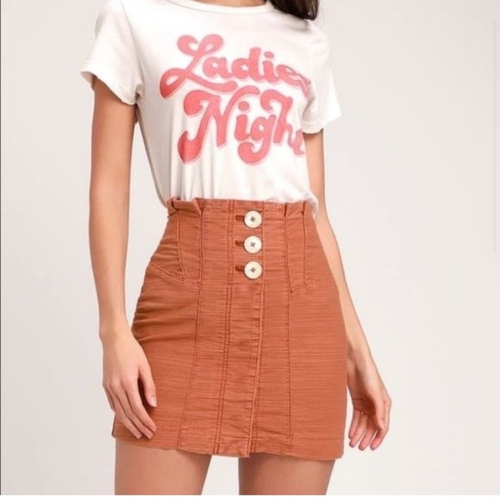 Free People Button-Front Mini Skirt size 8 NWT